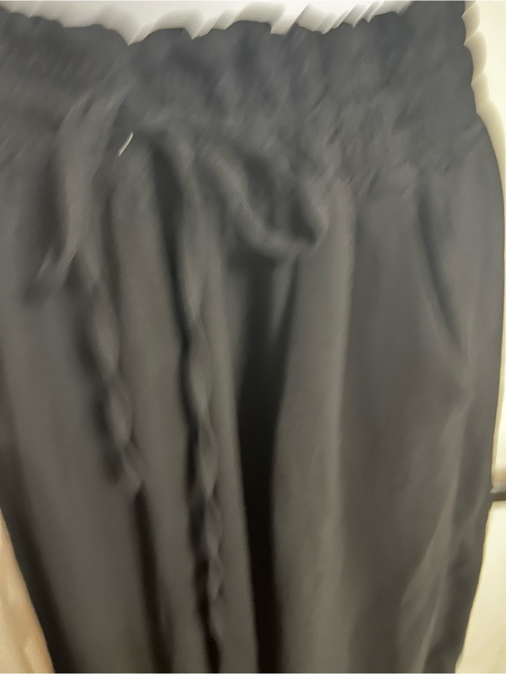 Black Wide Leg Drawstring Pants - Picture 3 of 4